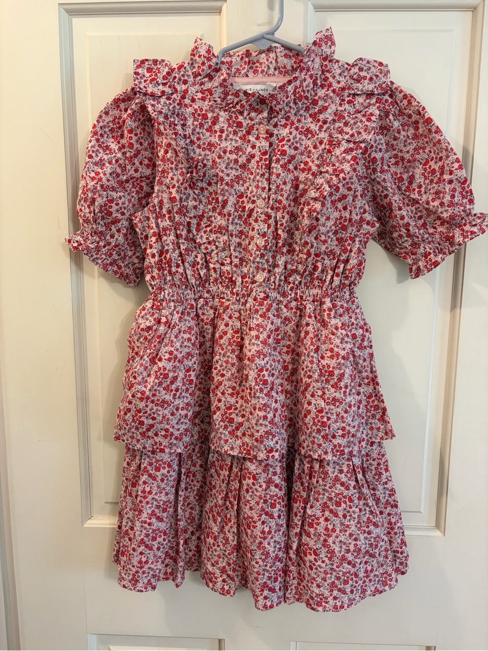 Janie and Jack Red Floral Tiered Dress with Ruffle Collar